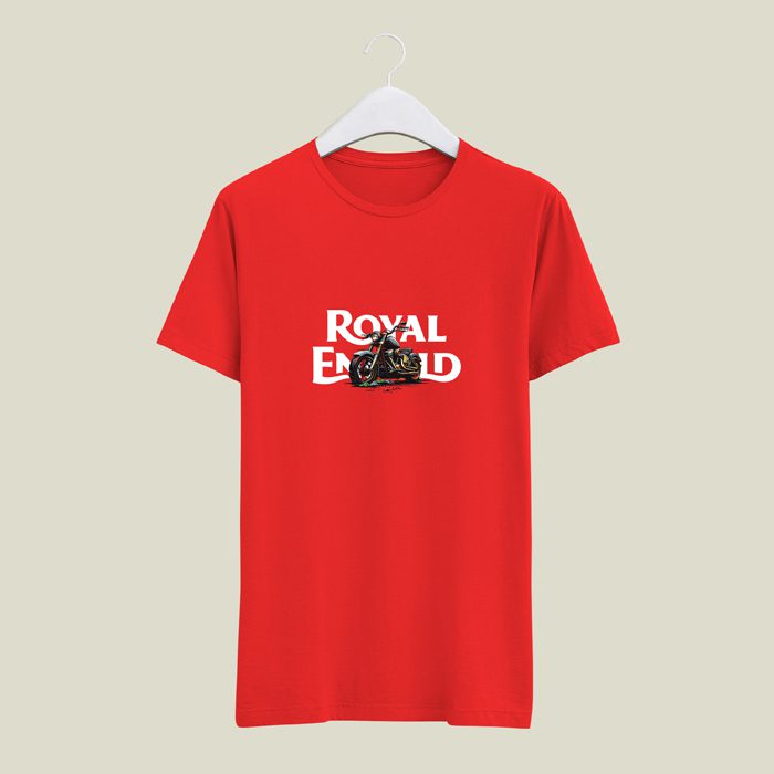 Royal Enfield red half round nack tshirt