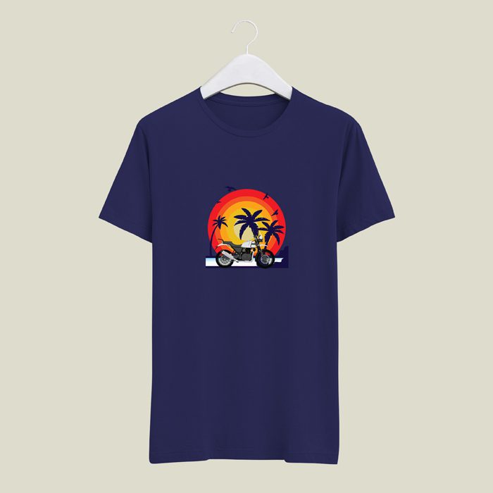 travel blue round nack half tshirt