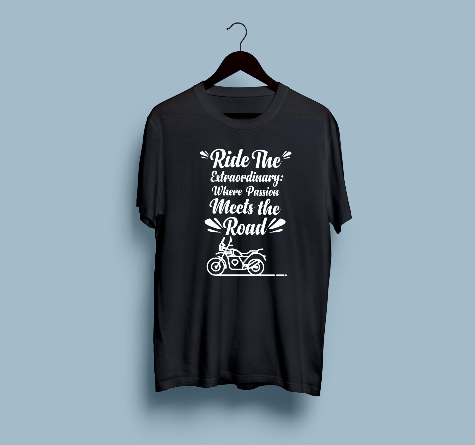 Ride The Extraordinary Black half round neck tshirt