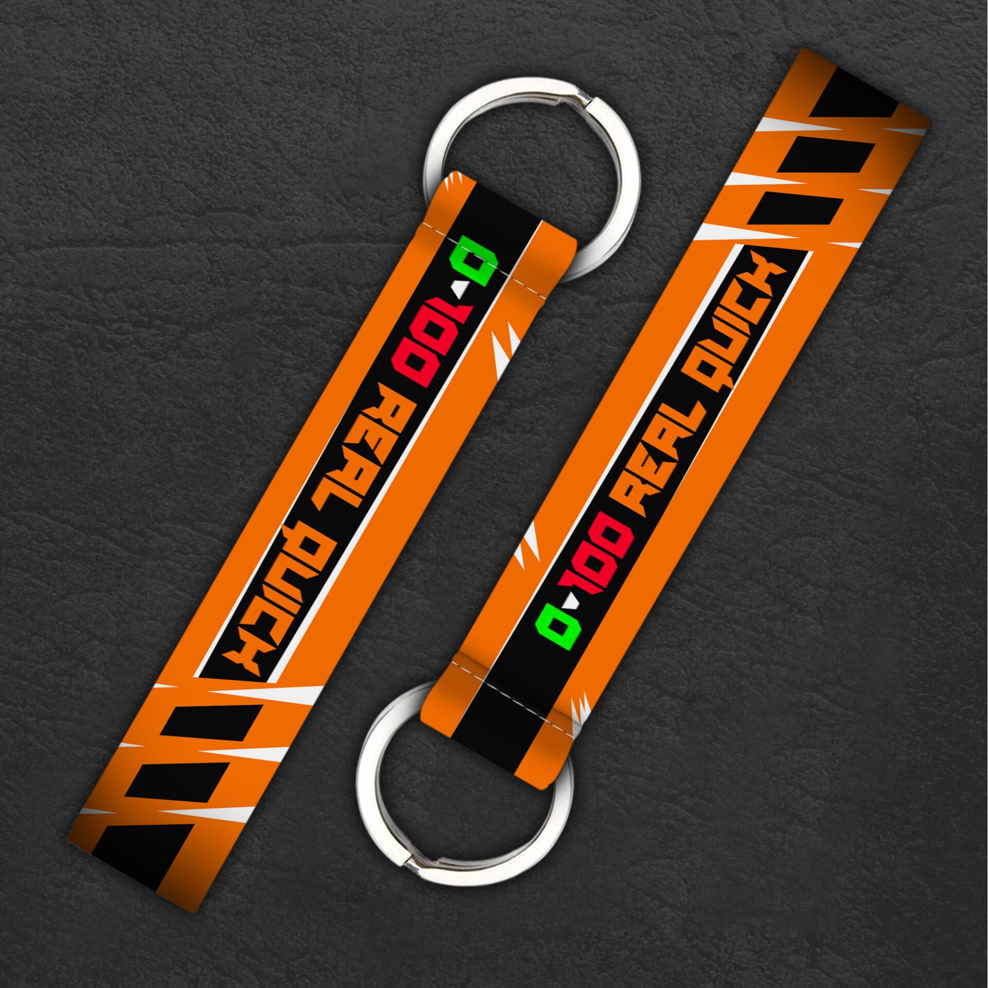 Orange Black Zero to Hundred key ring