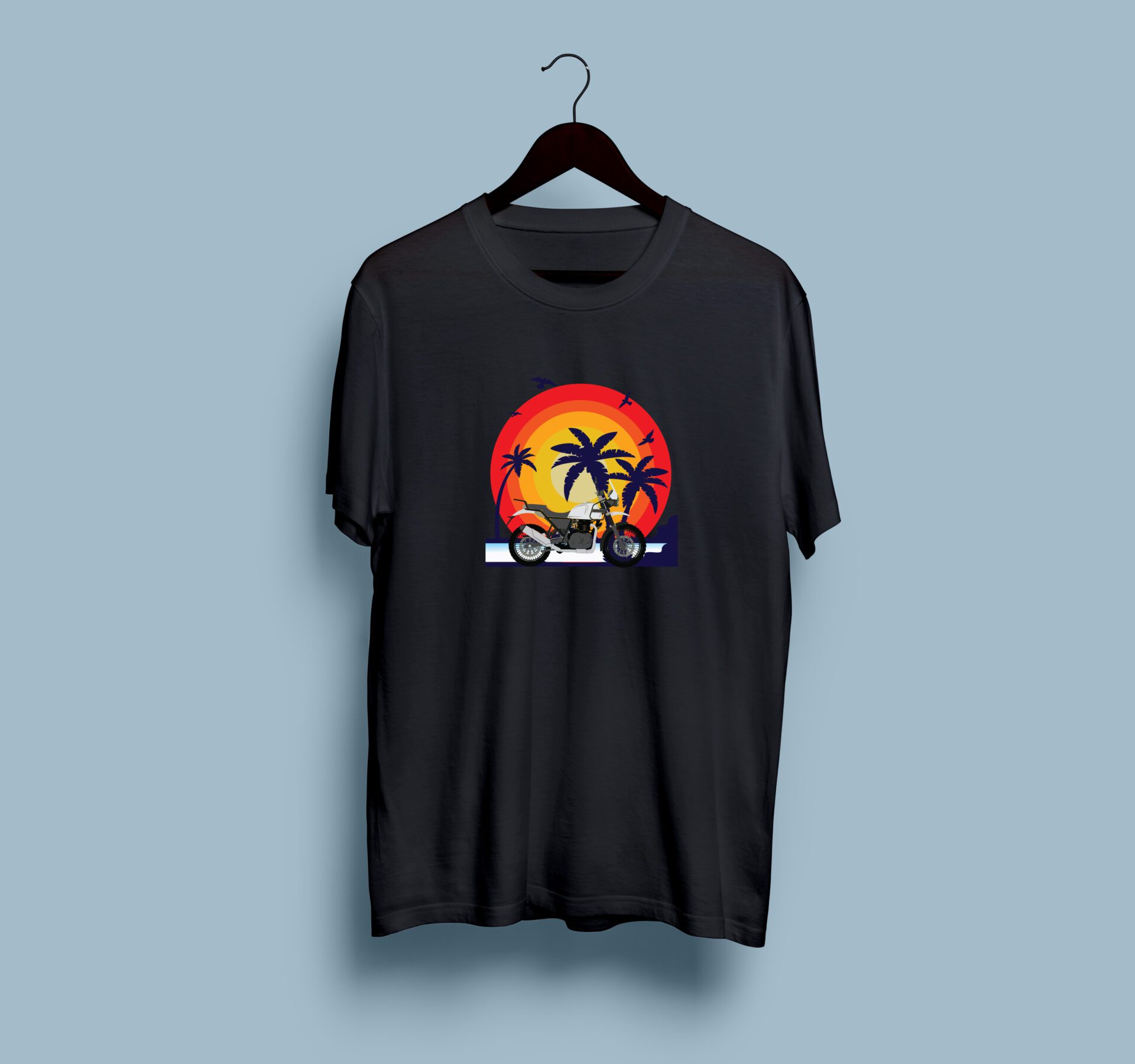 Chasing Sunset Black half round neck tshirt