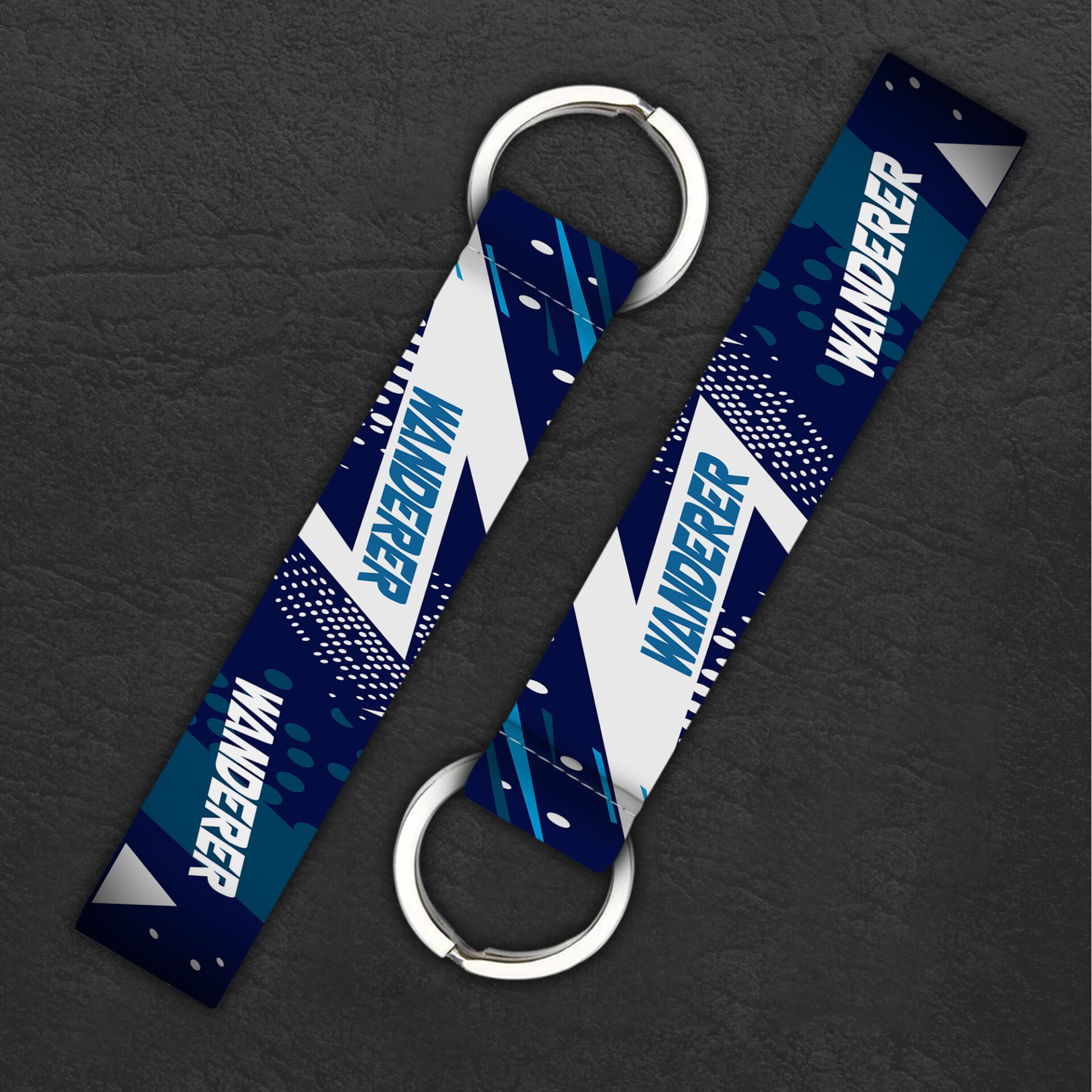 Blue White Wanderer key ring