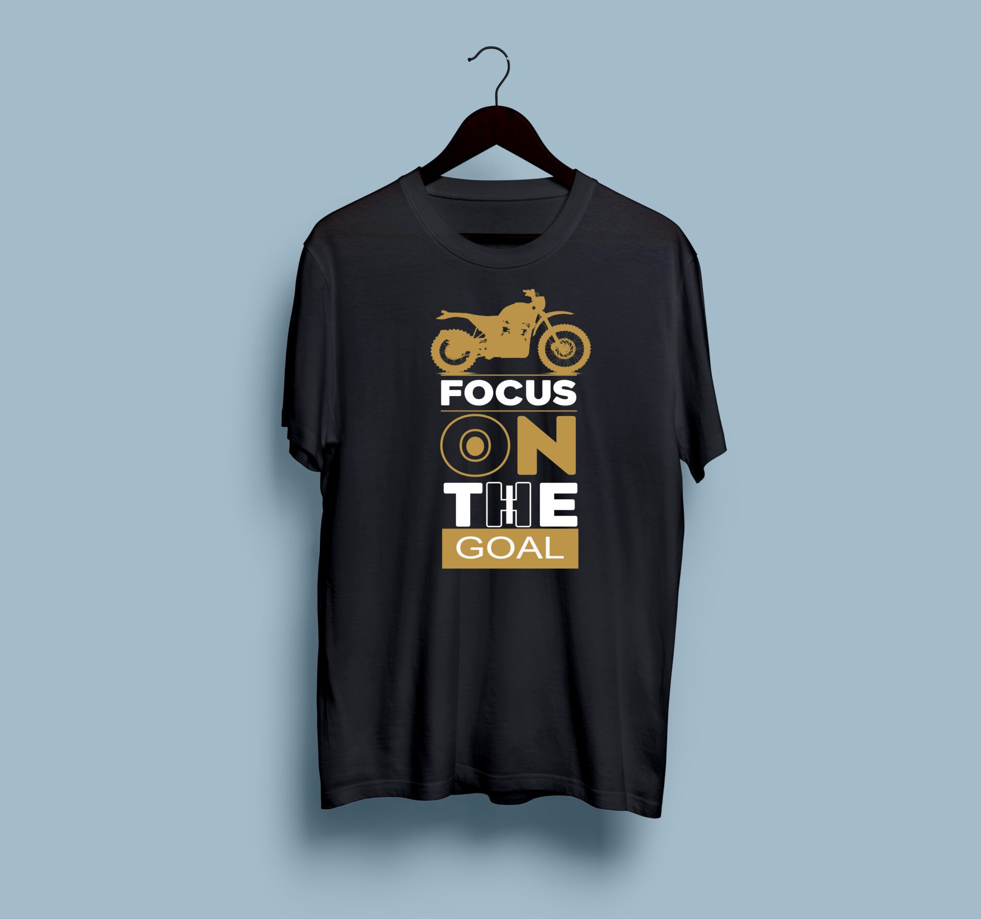 Focus On The Goal Black half round neck tshirt