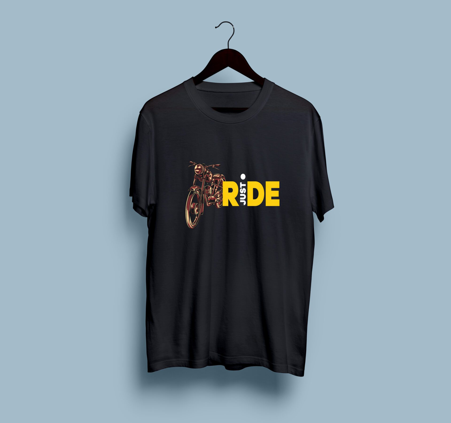 Just Ride Black half round neck tshirt