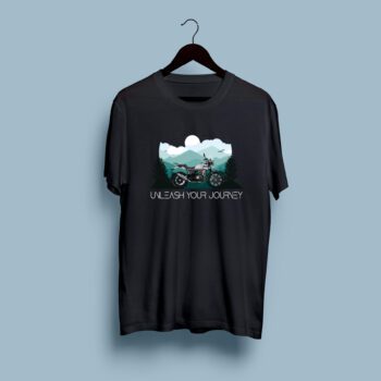 Unleash Your Journey Black half round neck tshirt
