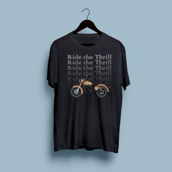 Ride The Thrill Bullet Black half round neck tshirt