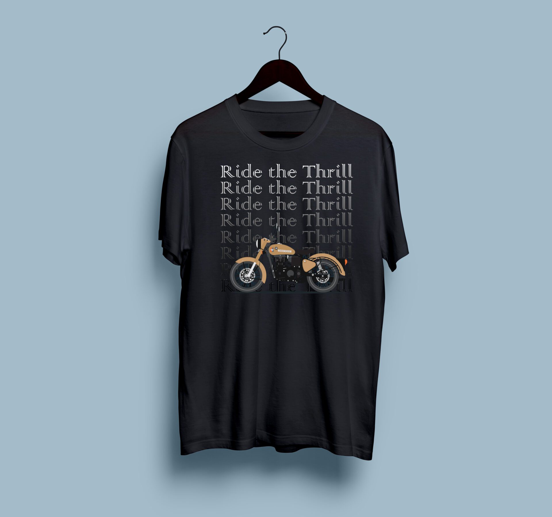 Ride The Thrill Bullet Black half round neck tshirt