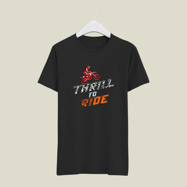 Thrill To Ride Black half round neck tshirt