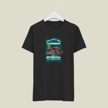 You Can Buy Happiness With Motorcycle Black half round neck tshirt