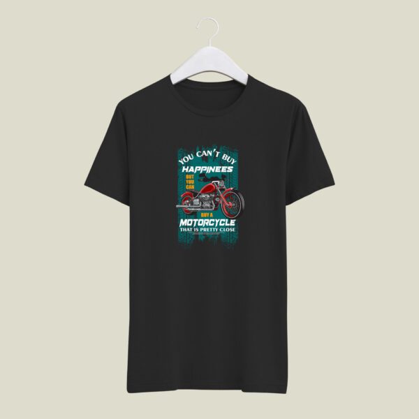 You Can Buy Happiness With Motorcycle Black half round neck tshirt