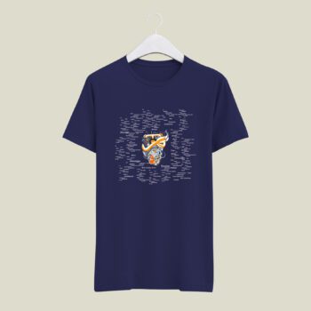 Heartbeat of the Highway Blue half round neck tshirt