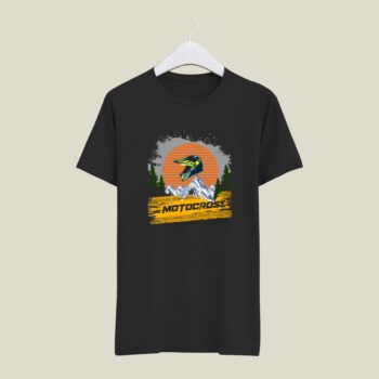 Motocross Riding Black half round neck tshirt