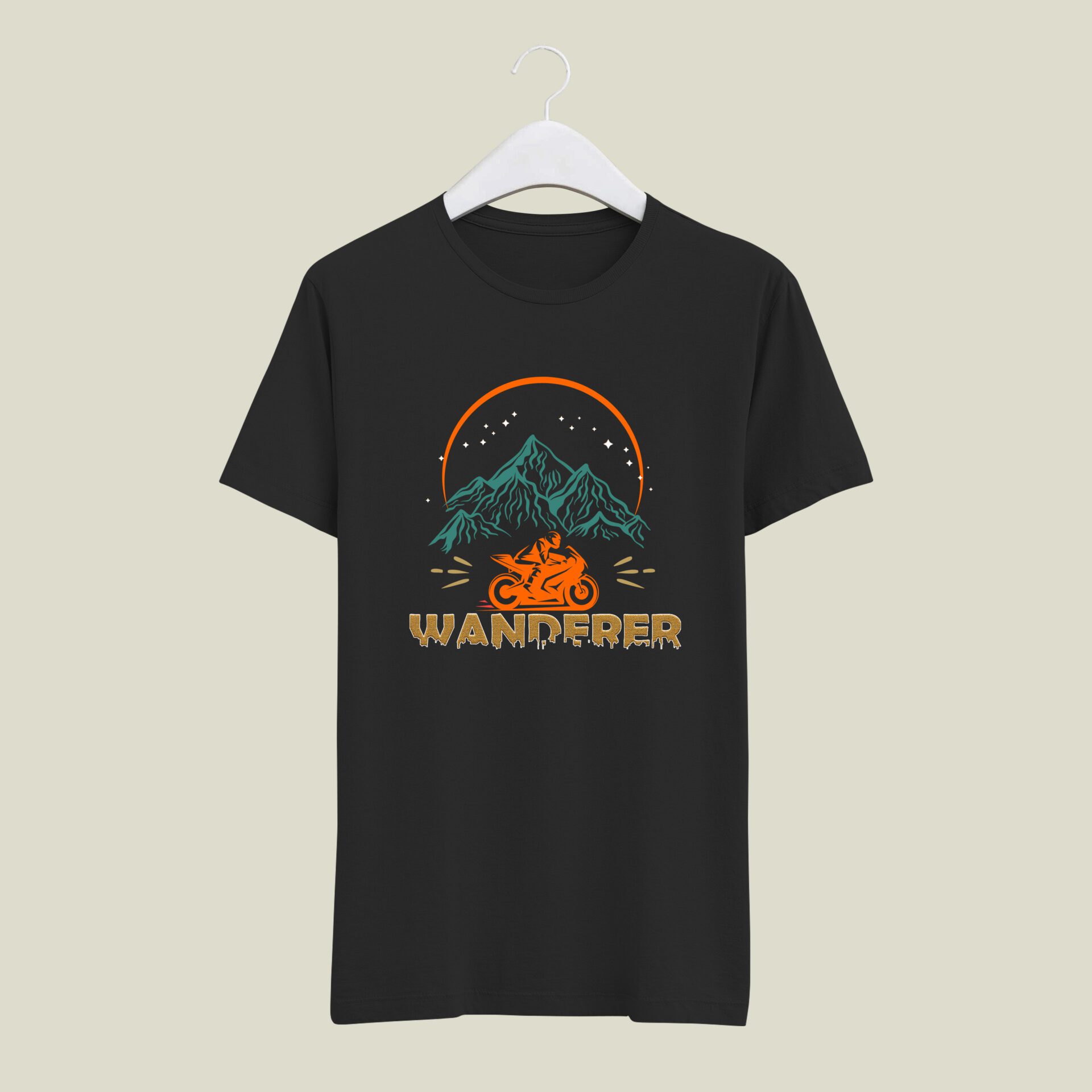 Peak Wanderer Black half round neck tshirt