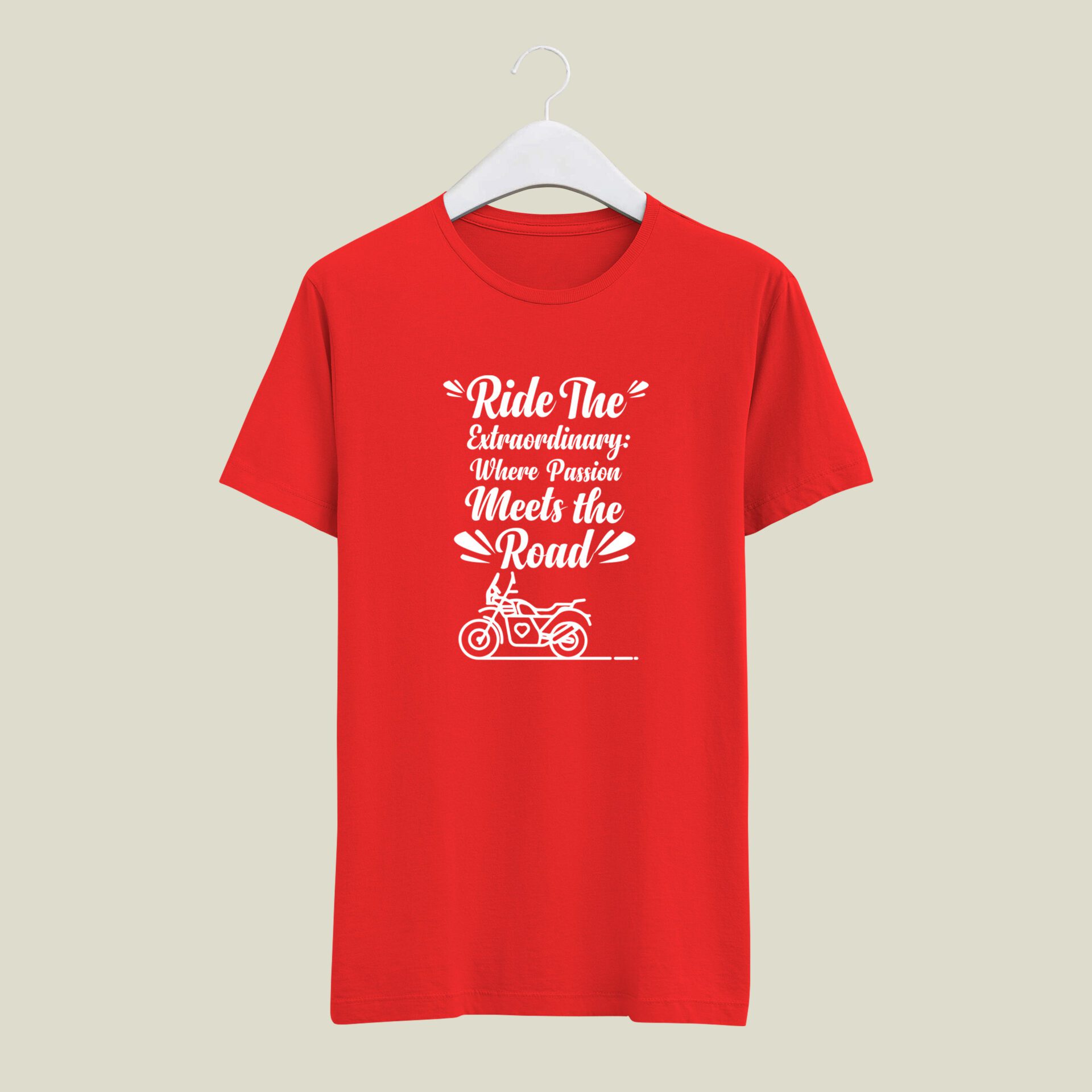 Ride The Extraordinary Red half round neck tshirt