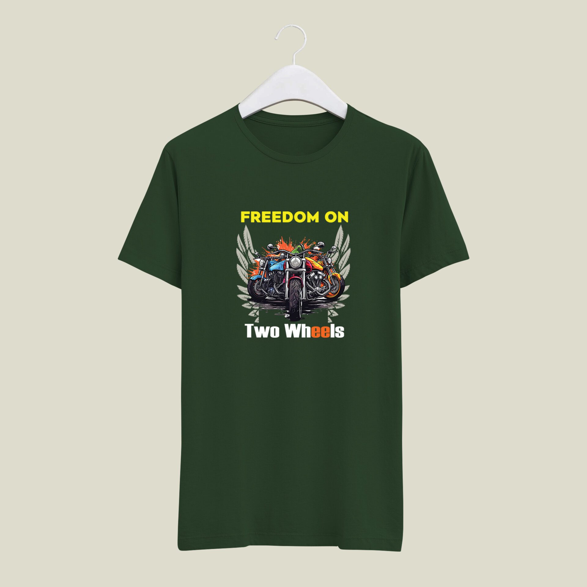 Freedom Rider Green half round neck tshirt