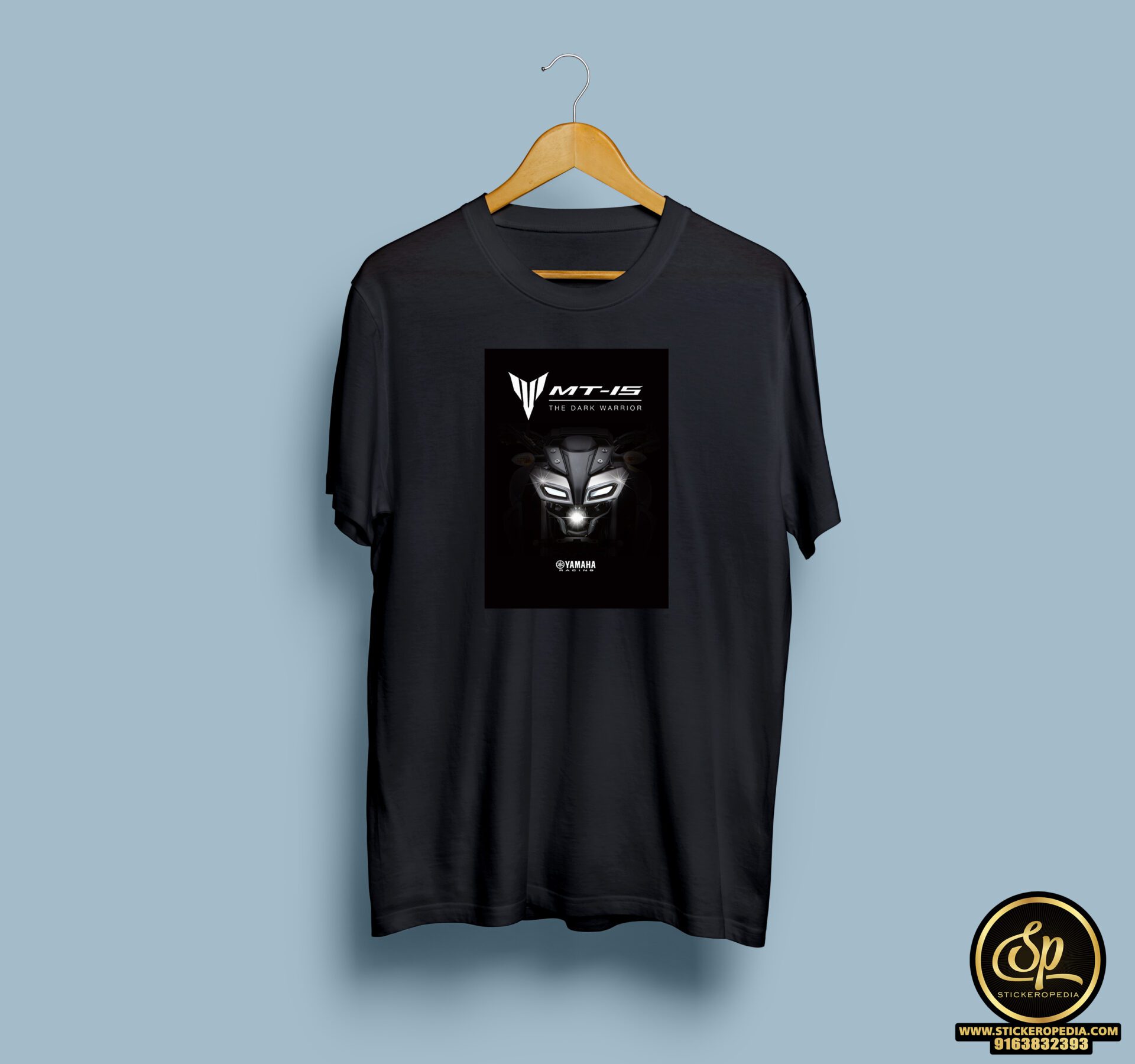 MT 15  Dark Warrior Black half round neck tshirt