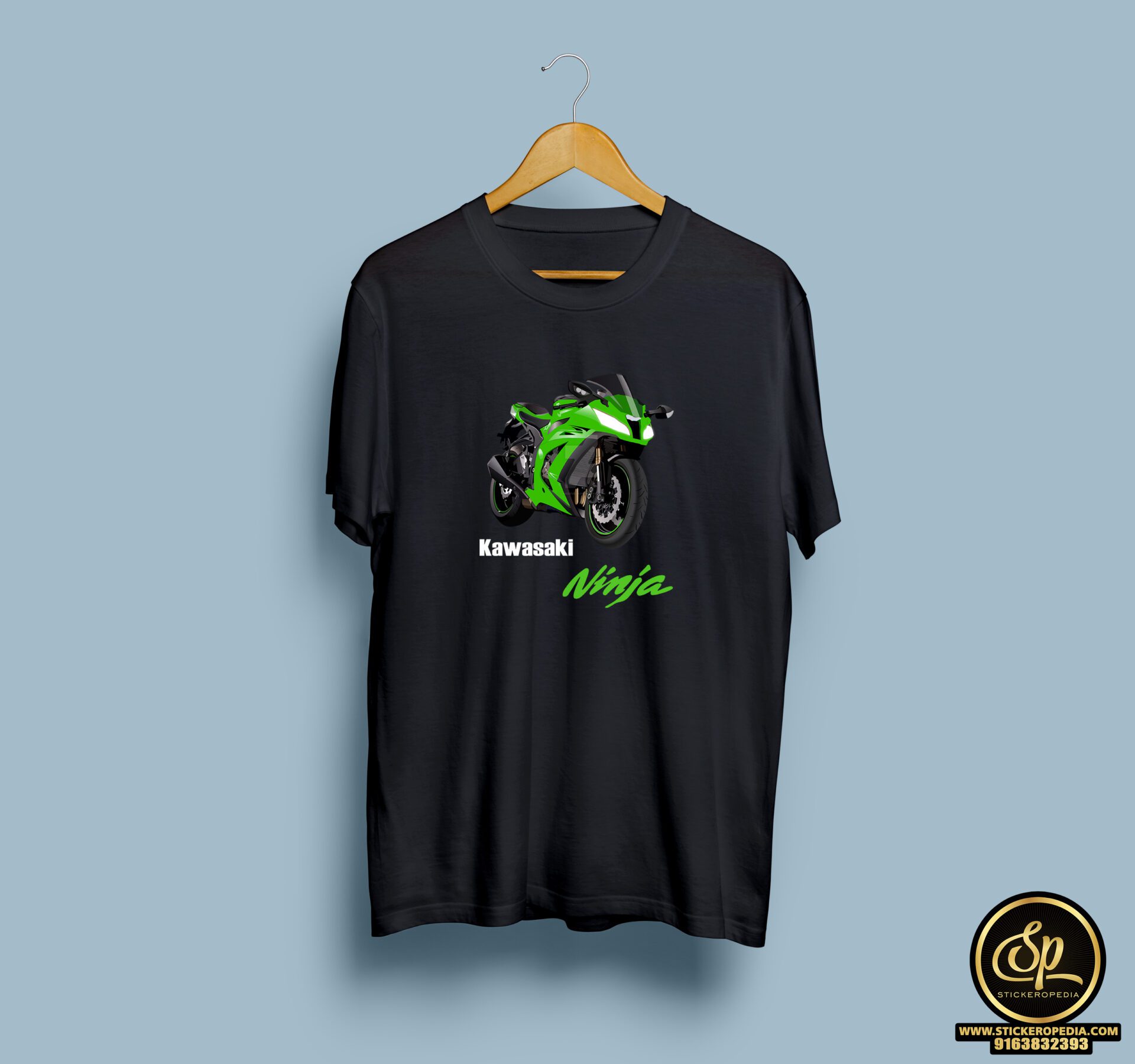 Kawasaki Ninja Black half round neck tshirt