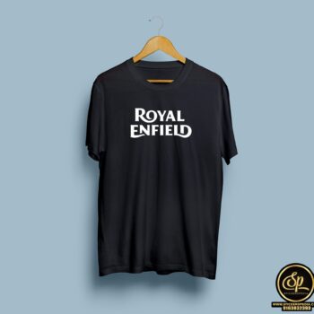 Royal Enfield Text Black half round neck tshirt