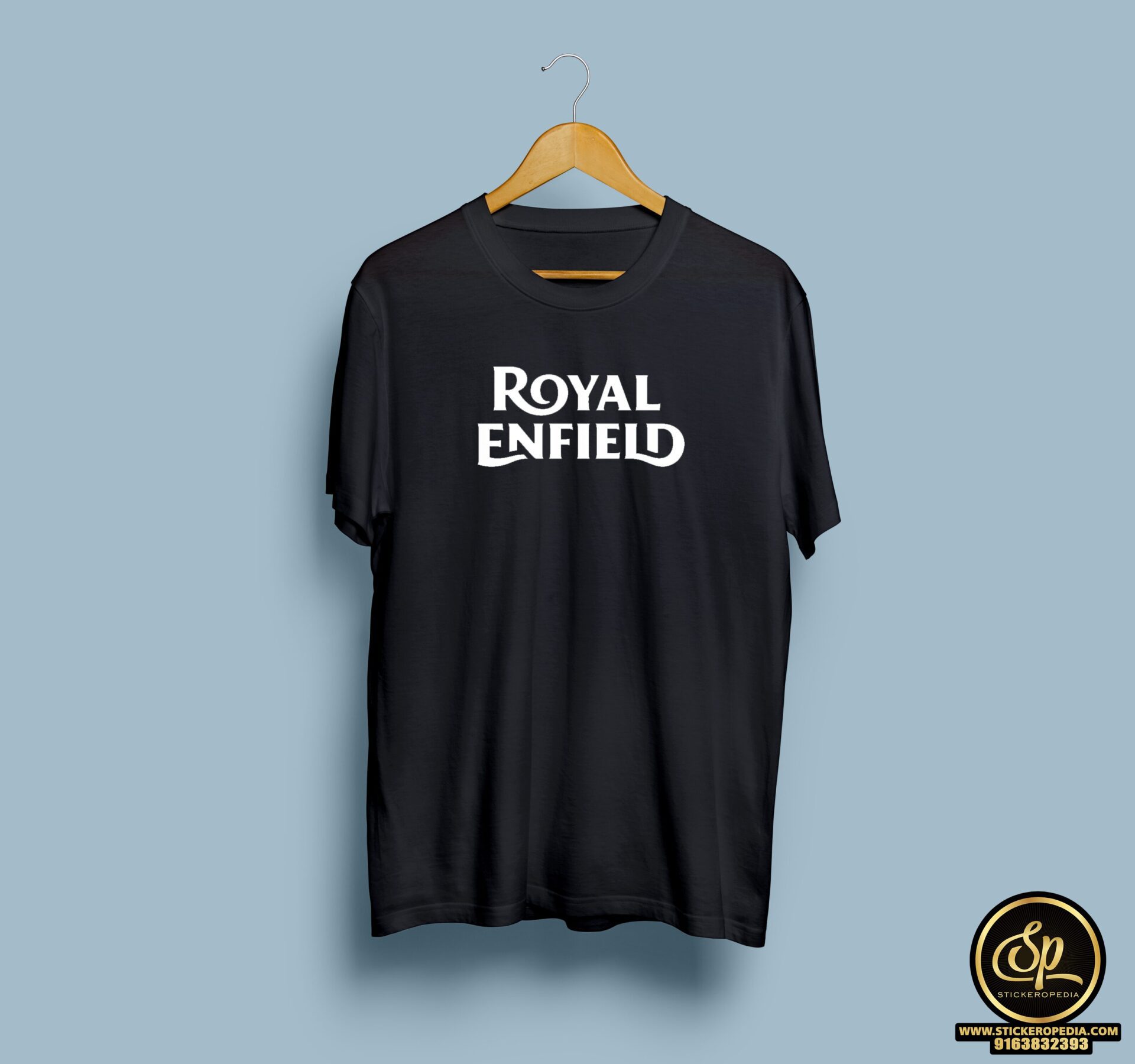 Royal Enfield Text Black half round neck tshirt