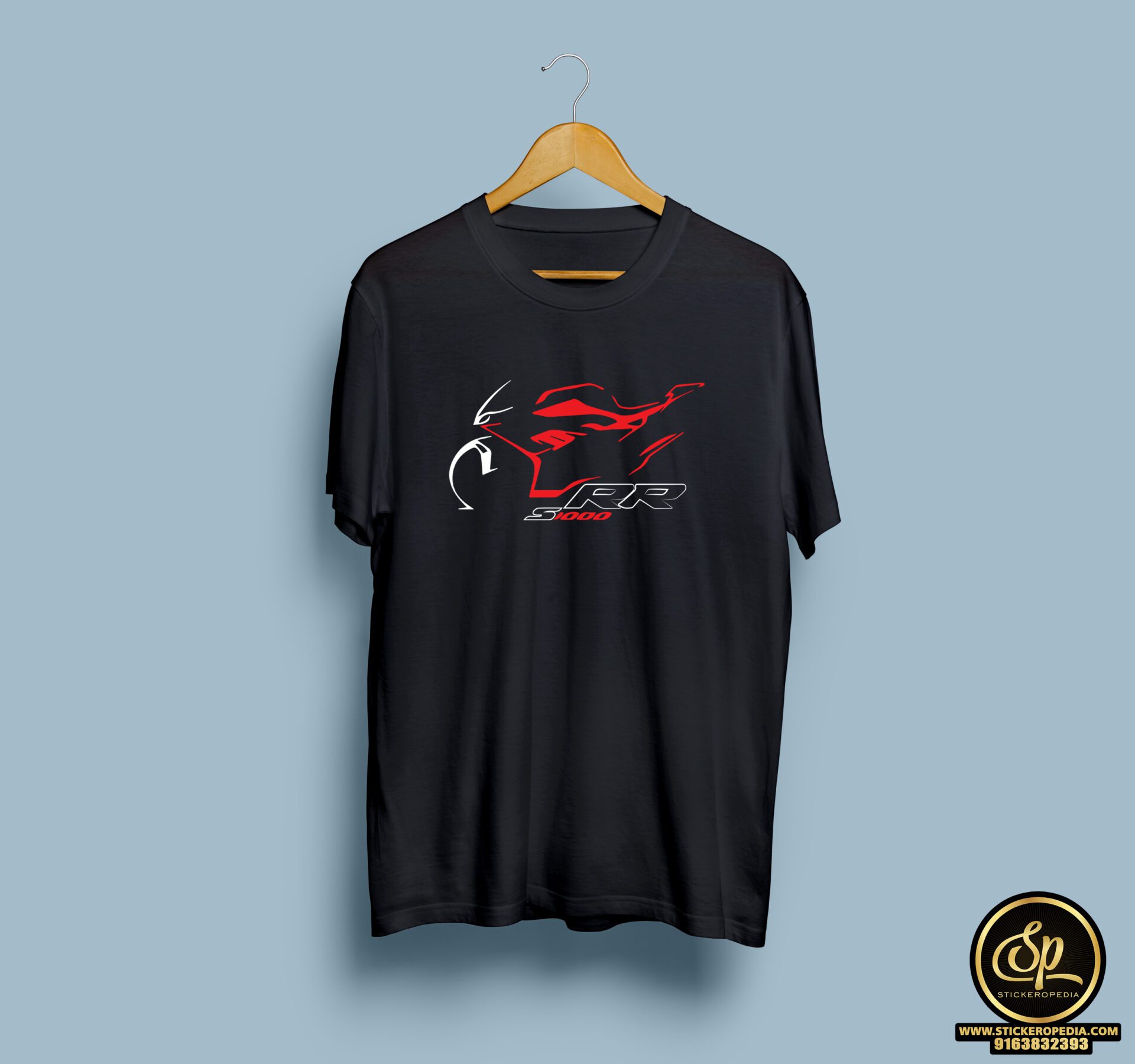 S1000 RR Black half round neck tshirt