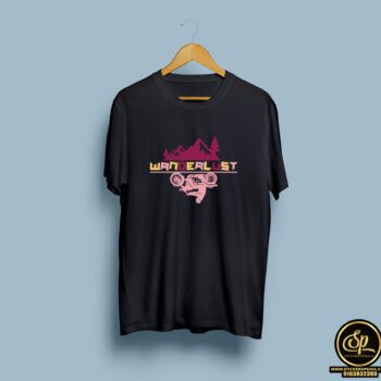 Wanderlust Black half round neck tshirt